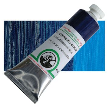 Open in modal - Old Holland Classic Oil Color - Scheveningen Blue, 40 ml tube and swatch