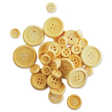 Open in modal - Krafty Kids Wood Craft Buttons - Natural, Package of 40 (Out of packaging)