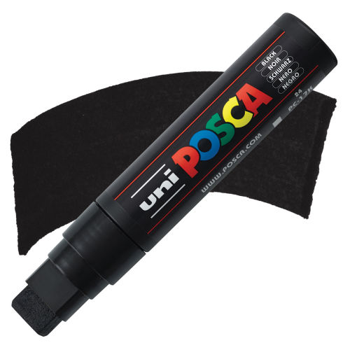 Uni Posca Paint Marker - Black, Extra Broad Chisel, 15mm