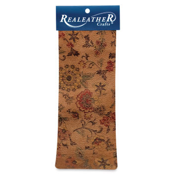 Realeather Printed Leather Trim - Front of package of Marigold Natural pattern