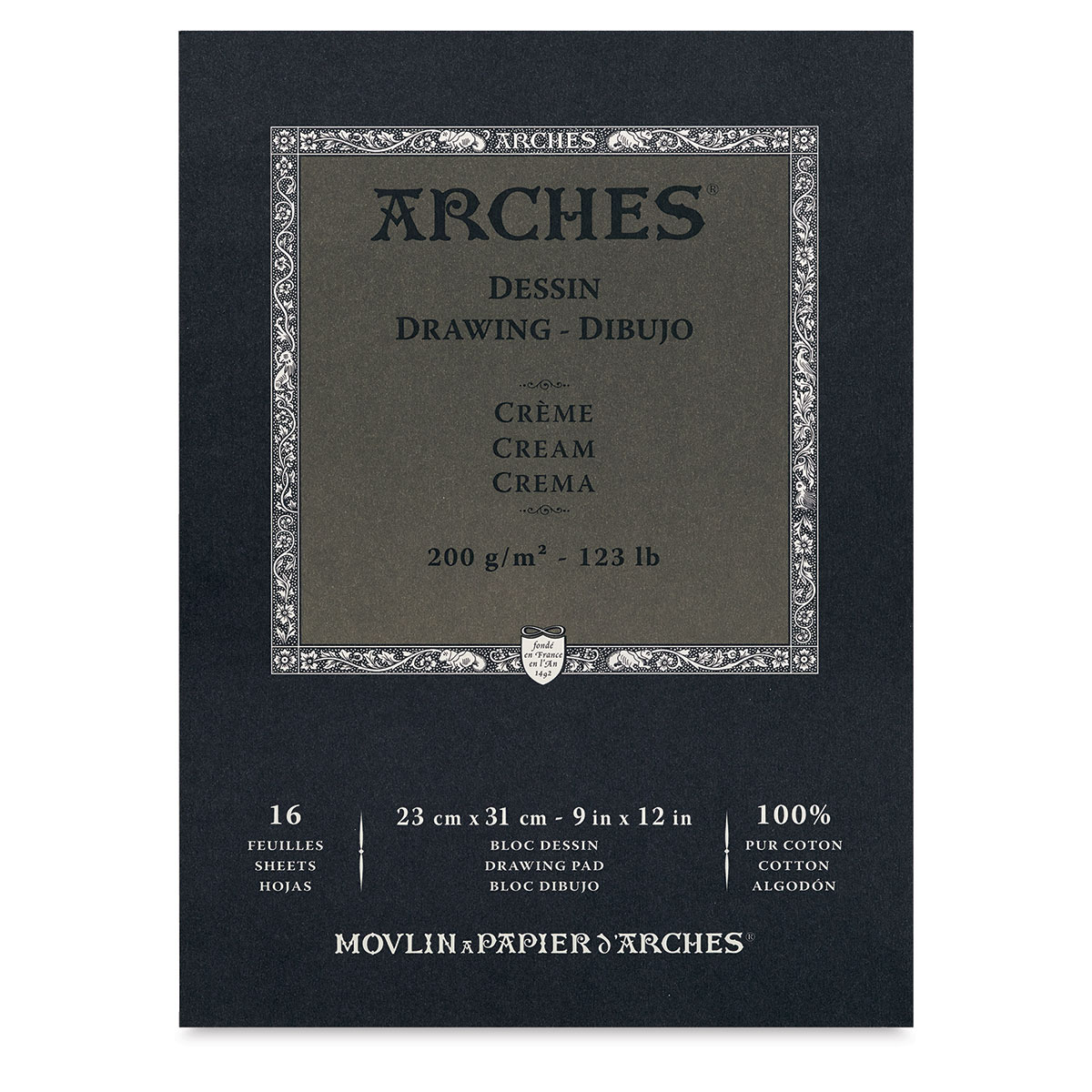 Arches Drawing Paper Block 9" x 12", Cream, 16 Sheets BLICK Art