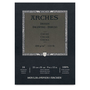 Arches Drawing Paper Pads - Front of Cream Drawing Paper Pad shown