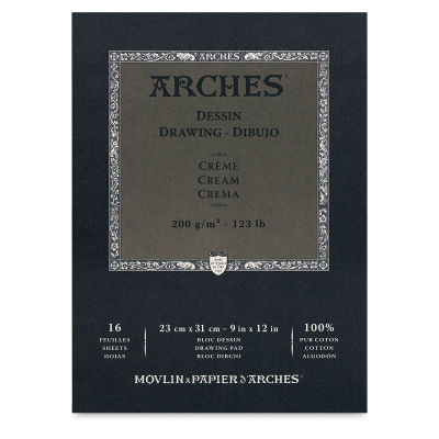 Arches Drawing Paper Pads - Front of Cream Drawing Paper Pad shown