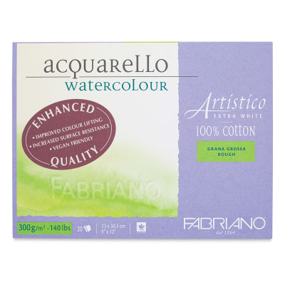 Fabriano Artistico Enhanced Watercolor Block - Extra White, Rough Press, 9" x 12"