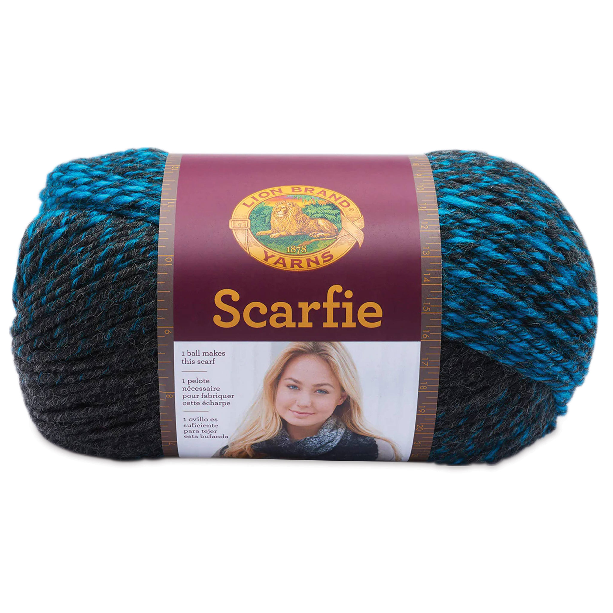 Lion Brand Scarfie Yarn - Charcoal Aqua