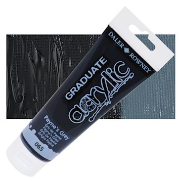 Open in modal - Daler-Rowney Graduate Acrylic Paint - Payne's Gray, 120 ml tube and swatch