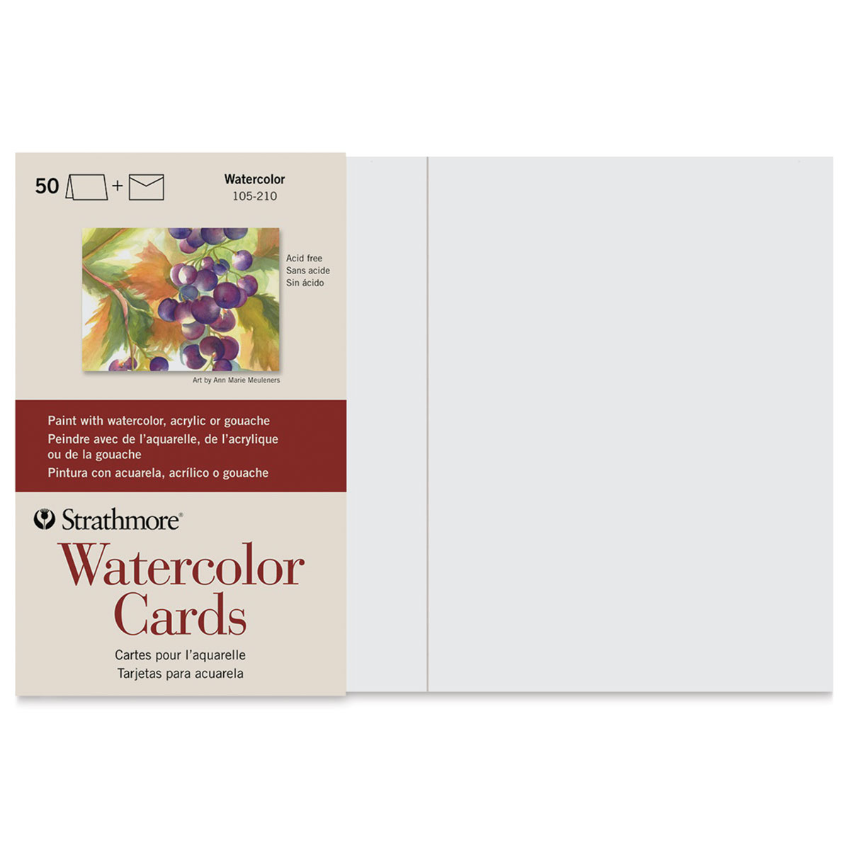 Strathmore Blank Watercolor Greeting Cards Full Size 5x6-7/8 (50 Pack  Cards & Envelopes)