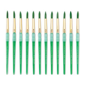 Open in modal - Big Kid's Choice Lil' Grippers Synthetic Brushes - Round, Size 8, Pkg of 12, laid out