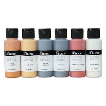 Open in modal - Blick Matte Acrylics - Set of 6, Metallic Colors, 2 oz
