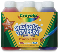Crayola Artista II Liquid Washable Tempera - Primary Set, 3 colors, 8oz bottles
