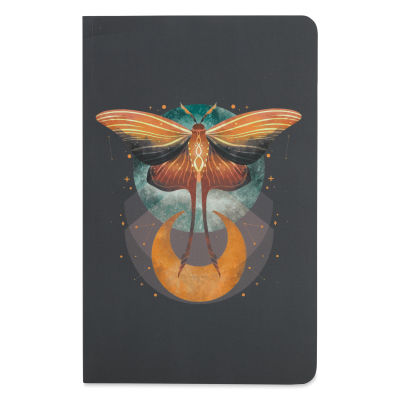 Denik Soft Cover Layflat Notebook - Cosmic Moth, 8-1/4" x 5-1/4" (front cover)