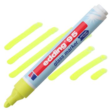 Open in modal - Edding 95 Glass Marker - Yellow, marker and swatch