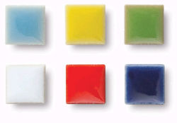 Jennifer's Mosaics Ceramic Tiles - Assorted colors of square tiles in rows