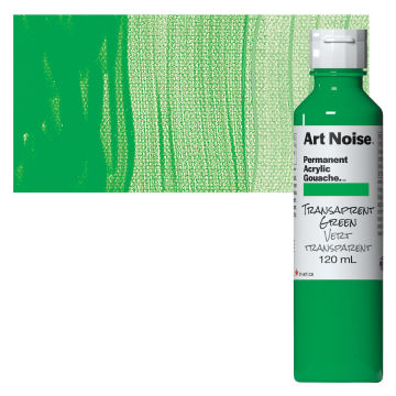 Tri-Art Art Noise Permanent Acrylic Gouache - Transparent Green, 120 ml, Bottle with swatch