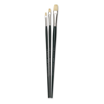 Winsor & Newton Winton Hog Bristle Brushes - Set 1 of Three Bright Brushes upright
