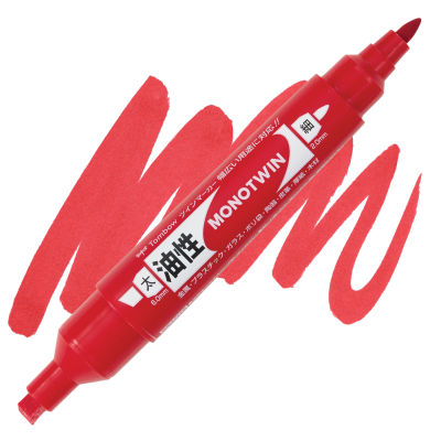 Tombow Mono Twin Permanent Marker - Red (swatch and marker)