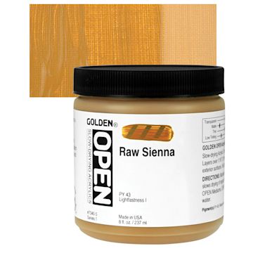 Open in modal - Golden Open Acrylic - Raw Sienna, 8 oz Jar and swatch
