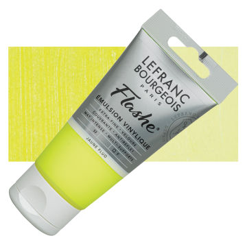 Lefranc & Bourgeois Flashe Vinyl Paint - Fluorescent Yellow, 80 ml tube and swatch