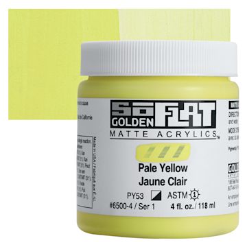 Open in modal - Golden SoFlat Matte Acrylic Paint - Pale Yellow, 118 ml, Jar and swatch