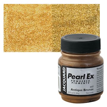 Open in modal - Jacquard Pearl-Ex Pigment - 0.75 oz, Aztec Gold jar and swatch