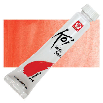 Sakura Koi Watercolor - Vermilion Hue, 12 ml, Tube with Swatch