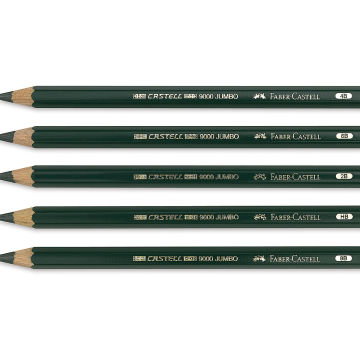 Faber Castell 9000 Jumbo Pencils - 5 pencils shown horizontally
