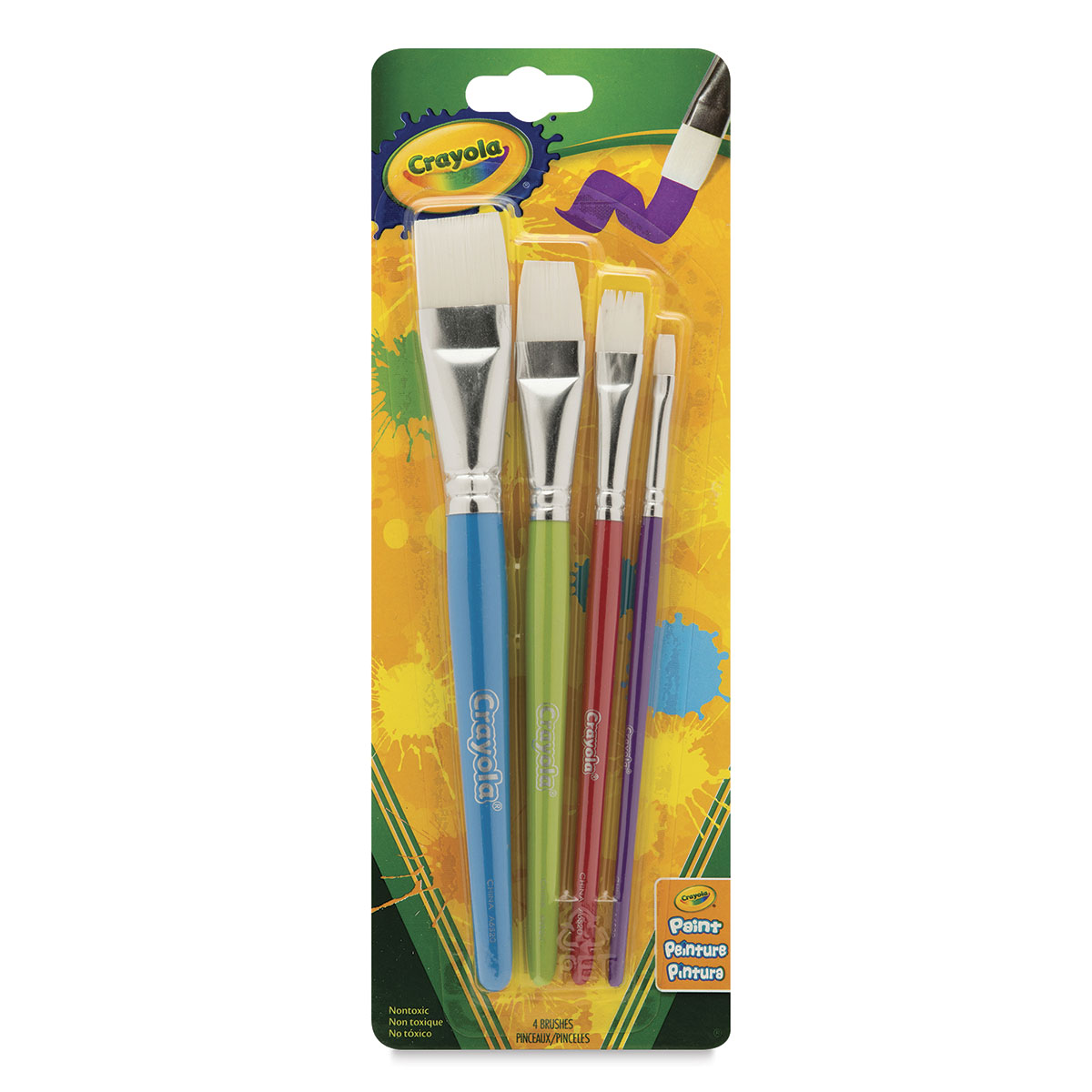 Crayola White Taklon Brush Set - Set of 4, Flat