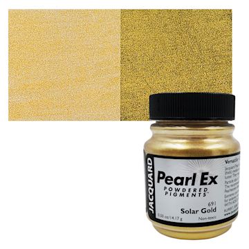 Open in modal - Jacquard Pearl-Ex Pigment - 0.50 oz, Solar Gold jar and swatch