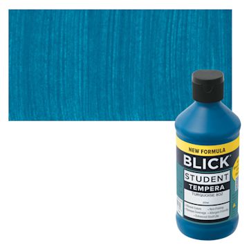 Open in modal - Blick Student Tempera Paint - Turquoise, 8 oz bottle and swatch