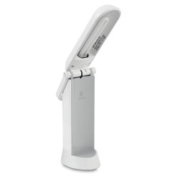 OttLite TrueColor Task Lamp - Angled view with Lamp raised and showing bulb
