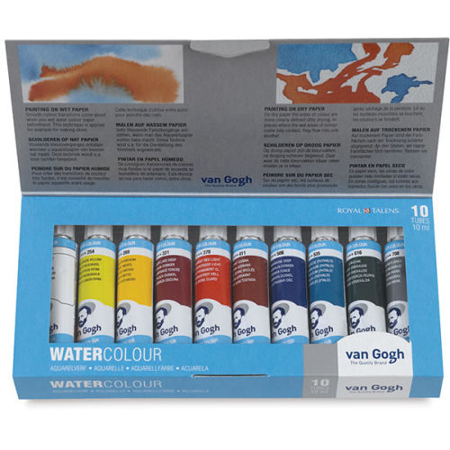 Van Gogh Watercolors Set - Assorted Colors, Set of 10, 10 ml tubes