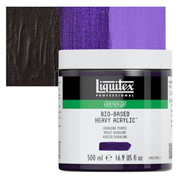 Open in modal - Liquitex Bio-Based Heavy Acrylic Paint - Dioxazine Purple, 500 ml jar and swatch