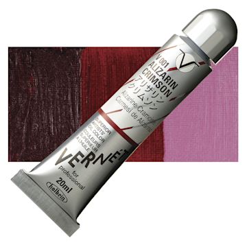 Open in modal - Holbein Vernét Superior Artists' Oil Paint - Alizarin Crimson, 20 ml tube  and swatch