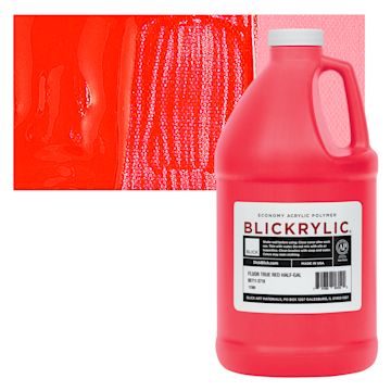 Open in modal - Blickrylic Student Acrylic - Fluorescent True Red, Half Gallon and swatch