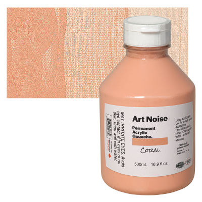 Tri-Art Art Noise Permanent Acrylic Gouache - Coral, 500 ml, Bottle with Swatch