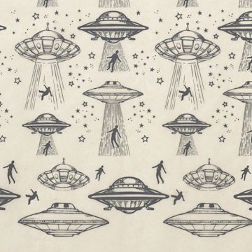 Open in modal - Elan Transfers Underglaze Transfer Sheet - UFO, Black - close-up