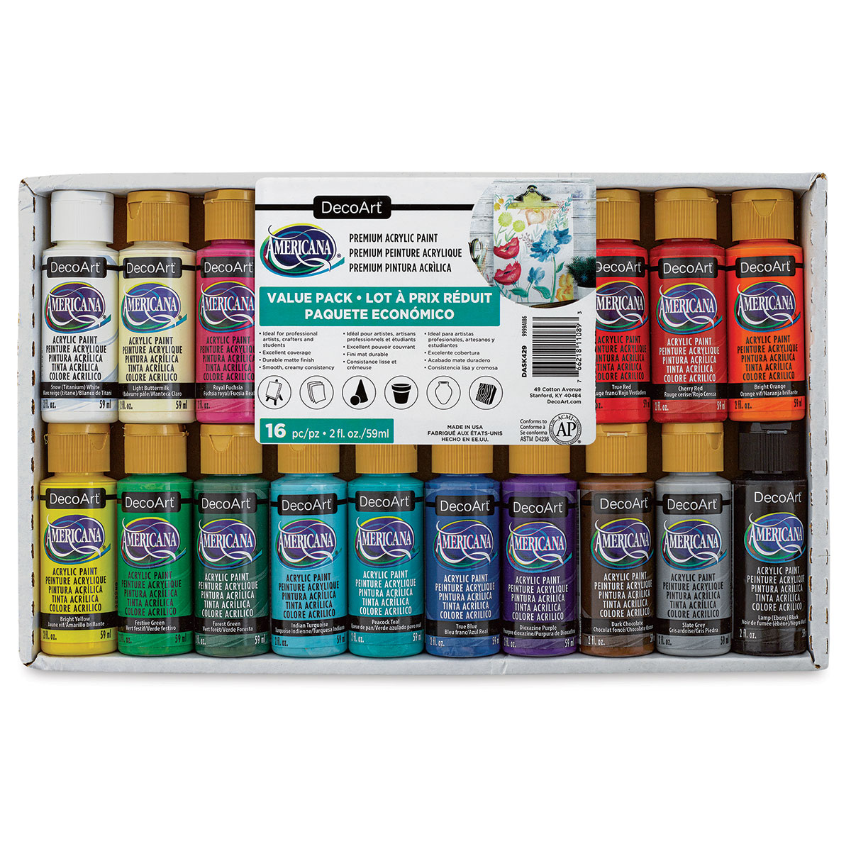 2 Pack Americana Acrylics Value Pack 4/Pkg-Primary DASK418