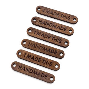 The Hook Nook Project Labels - Sew-On Wood Labels, Package of 6