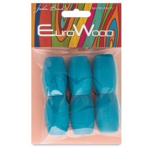 John Bead Euro Wood Beads - Turquoise, Oval Large Hole, 22mm x 33mm, Pkg of 6