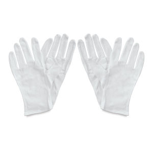 Soft White Cotton Gloves - Two pair of gloves shown vertically