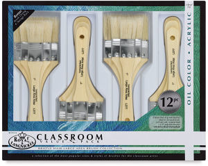 Royal & Langnickel White Bristle Classroom Value Pack - Large Area, Set of 12