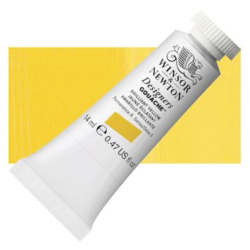 Open in modal - Winsor & Newton Designers Gouache - Brilliant Yellow, 14 ml tube and swatch