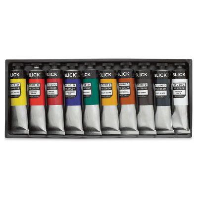 Blick Studio Oil Colors - Starter Set, Set of 10 colors, 40 ml, Tubes in packaging