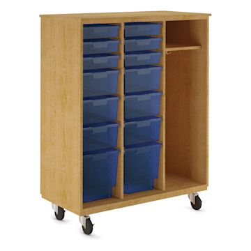 Open in modal - Diversified Spaces Mobile Tote and More Storage Cabinet - Oak with Royal Totes