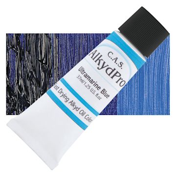 Open in modal - CAS AlkydPro Fast-Drying Alkyd Oil Color - Ultramarine Blue, 37 ml tube and swatch