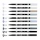 Tombow Dual Brush Pens - Gray Scale Colors, Set of 10. Pens with swatches.