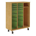Diversified Spaces Mobile Tote and More Storage Cabinet - Oak with Lime Totes