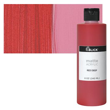 Open in modal - Blick Matte Acrylic - Red Deep, 8 oz bottle and swatch