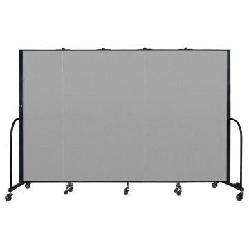 Screenflex Portable Room Dividers - 6 ft x 9 ft, Gray, 5 Panel