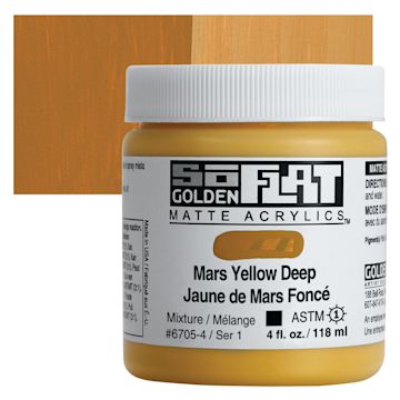 Open in modal - Golden SoFlat Matte Acrylic Paint - Mars Yellow Deep, 118 ml, Jar and swatch